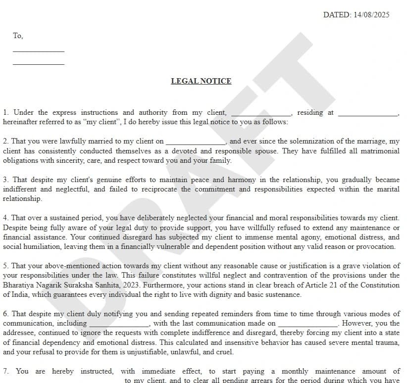 Maintenance Notice Format PDF