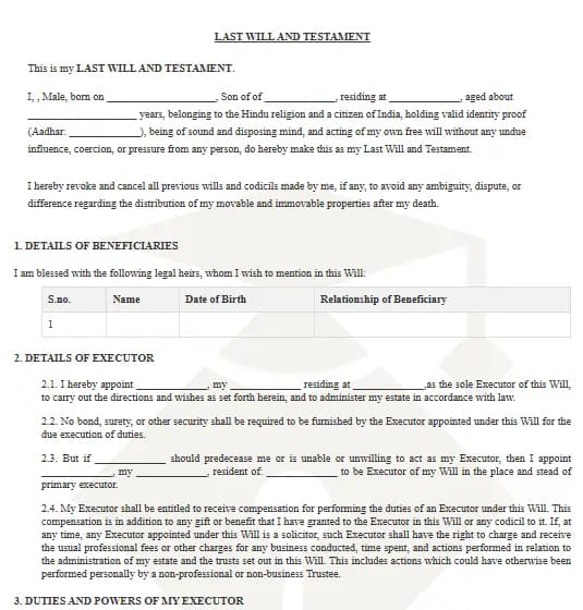 Last Will Template