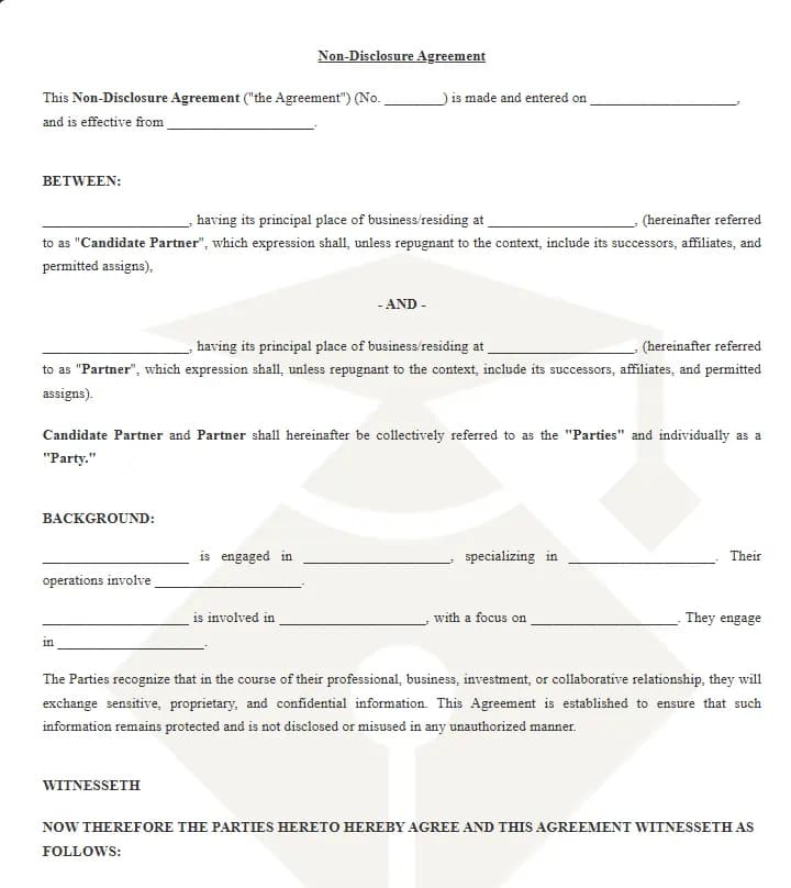 Partnership Admission NDA