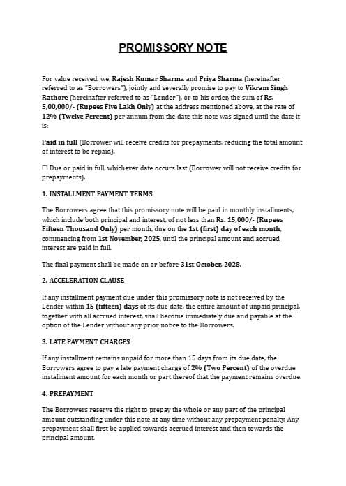 Download Promissory Note PDF