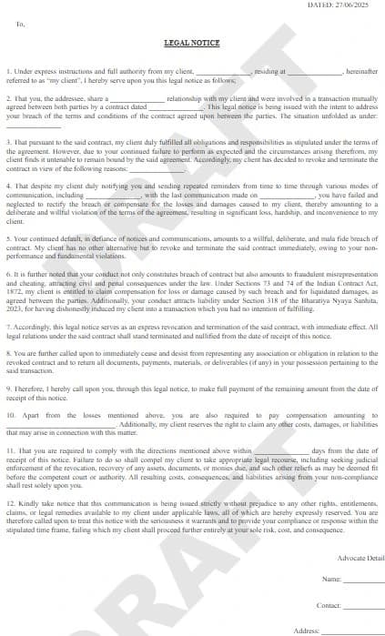 Revocation Notice Format PDF