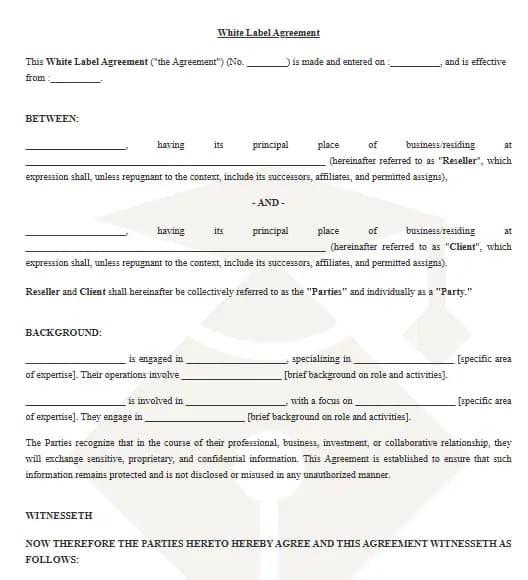 White Label Agreement Template
