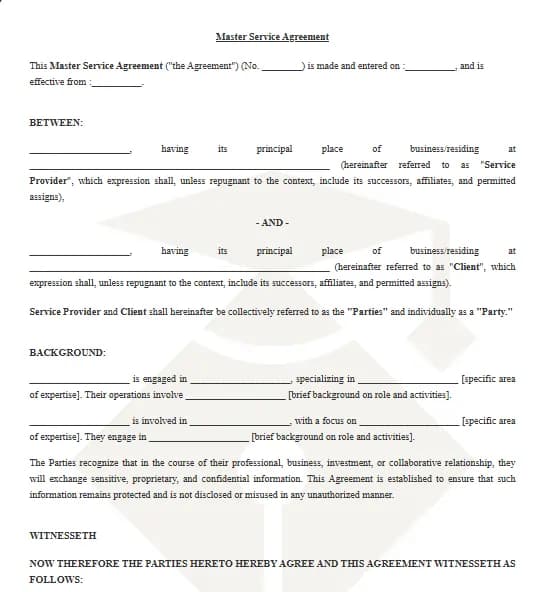 Master Service Agreement Template