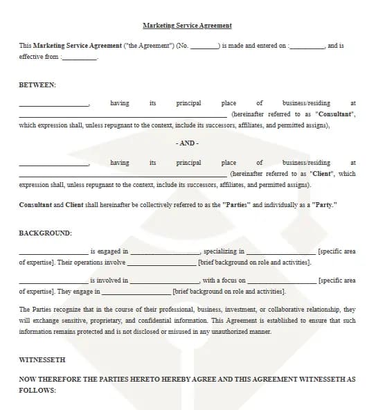 Marketing Service Agreement Template