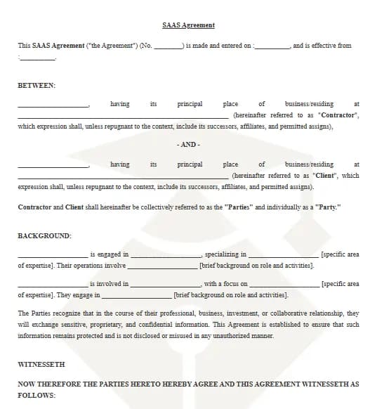 SaaS Agreement Template