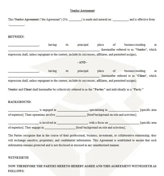 Vendor Agreement Template