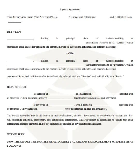 Agency Agreement Online Template