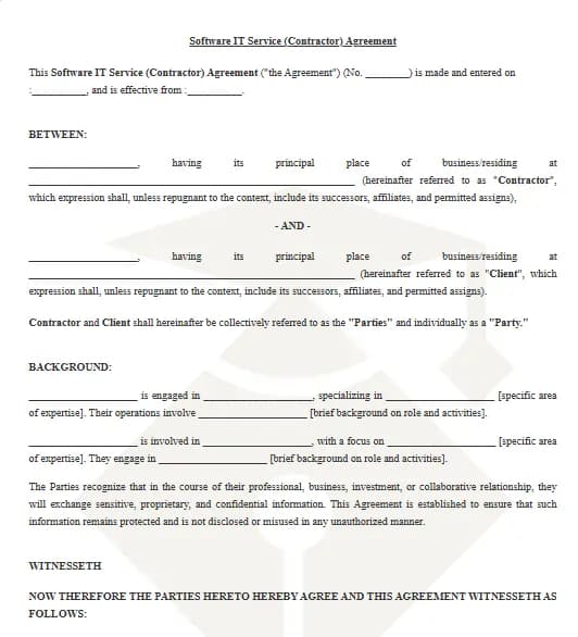 Software/IT Service Agreement Template